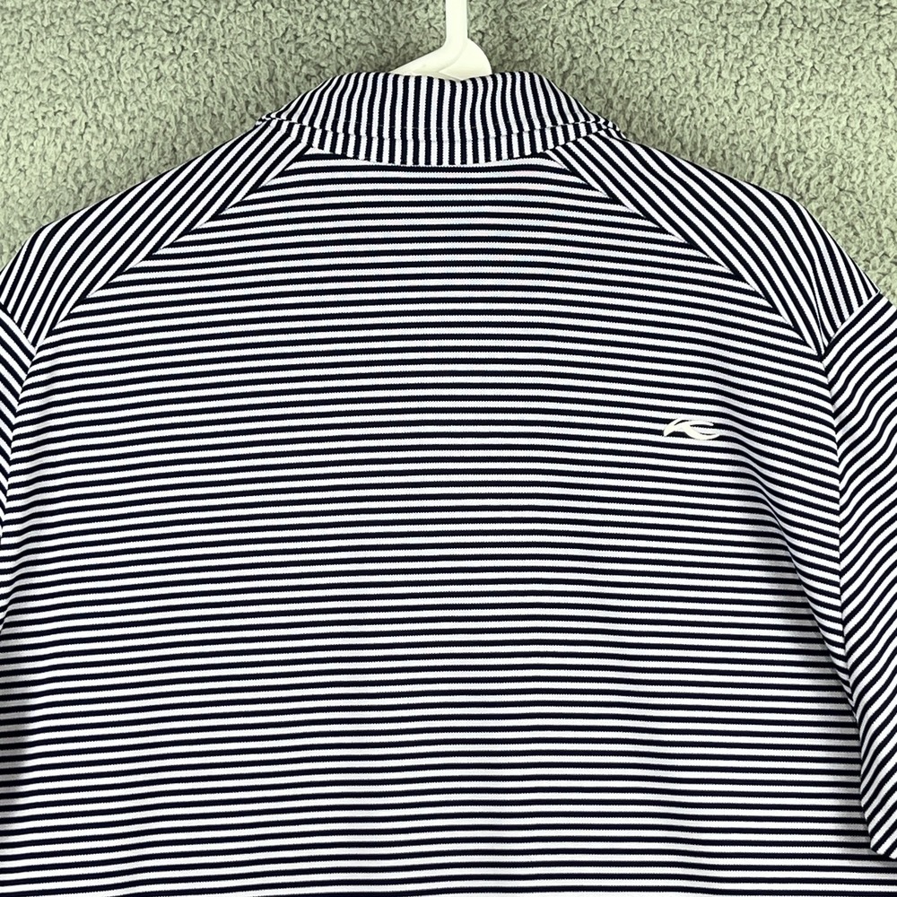 KJUS Golf Polo Shirt Mens XL 54 Comfort Fit Navy Blue Purple‎ Striped UPF 30+ - Picture 7 of 12